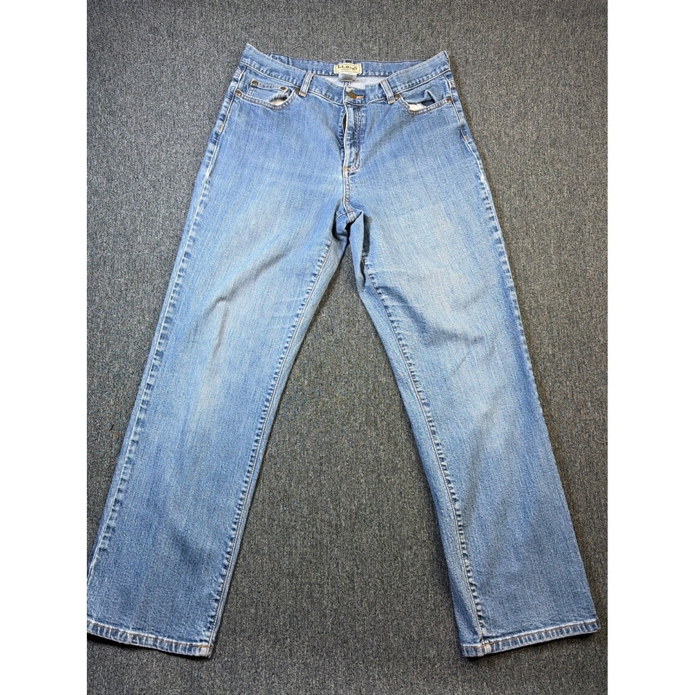 LL‎ Bean Straight Fit Jeans Womens 12 Reg Blue Denim Stretch Vintage 0GTR5